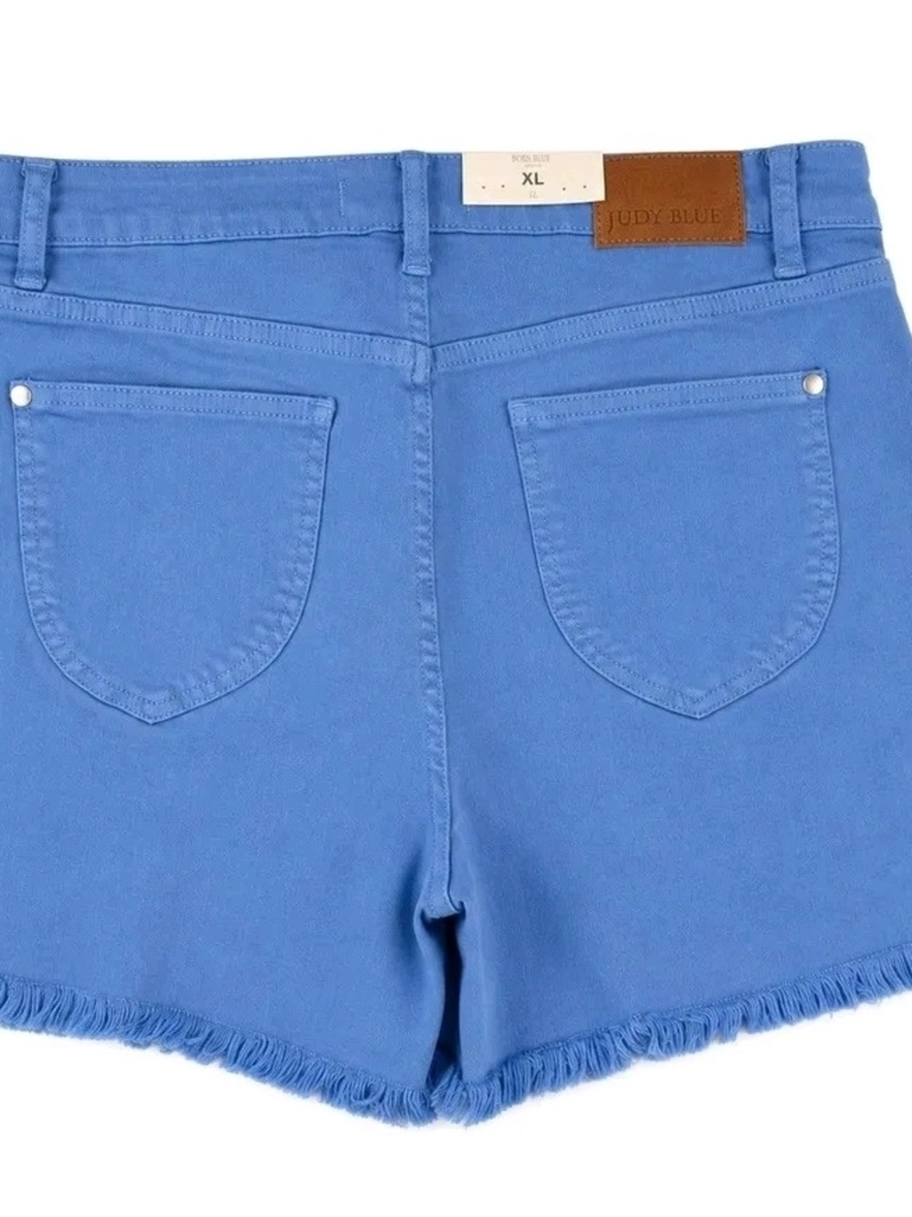 NWT Judy Blue Bright Blue Mid-Rise Frayed Hem Jean Shorts